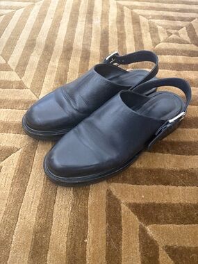 Women’s Black Leather Slingback Clogs